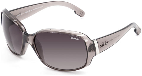 Sinner Amos Sunglasses in the colour cry grey. Translucent grey frame with Sinner engraved on the side in capitals.