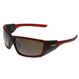 Sinner Relais Sunglasses in matt brown with brown PC lenses. Sinner written in white capitals on side of frame.