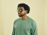 Sinner Thunder X Sunglasses in Matt Black colour shown on a male model