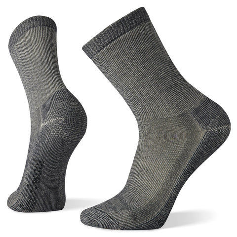Smartwool Hike Classic Edition Full Cushion Crew Socks shown on a foot shape in the colour medium grey