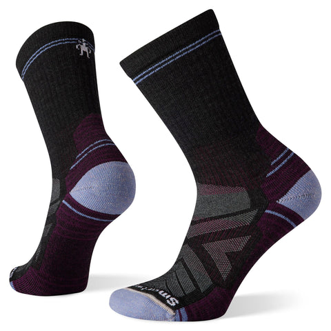 Smartwool Women's Hike Light Cushion Crew Socks shown on a foot shape in the colour charcoal