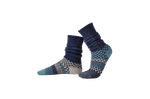 Solmate Cerulean Fusion Slouch Socks shown on a foot shape in slouch position