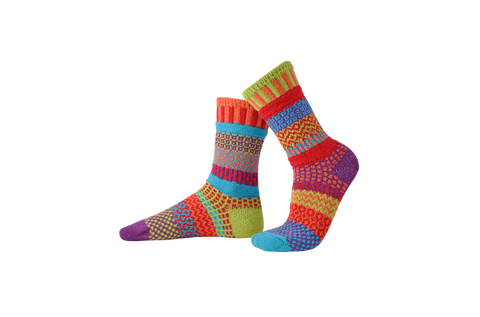 Solmate Cosmos Crew Socks shown on foot shape