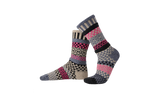 Solmate Dogwood Wool Crew Socks shown on foot shape