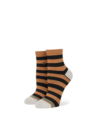 Stance Anything Quarter Sock in the colour Black Brown shown on a foot shape..