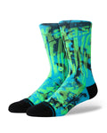 Stance Atliens Crew Sock in the colour Black shown on a foot shape..
