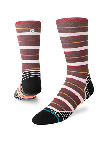 Stance C1 Crew Sock in the colour pink shown on a foot shape..