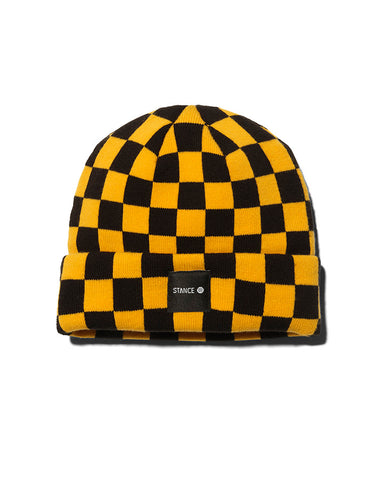 Stance Checked Out Beanie in the colour Golden, shown flat from the front