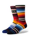 Stance Curren Crew Sock  in the colour red shown on a foot shape..