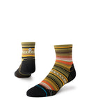 Stance Curren Light Quarter Sock in the colour Olive shown on a foot shape.