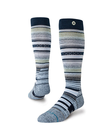 Stance Curren Snow Sock in the colour Navy, shown on a foot shape