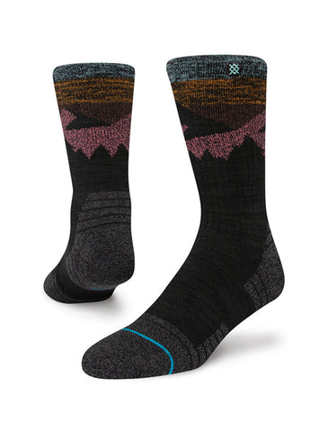 Stance Divided Crew Sock in the colour sienna shown on a foot shape..