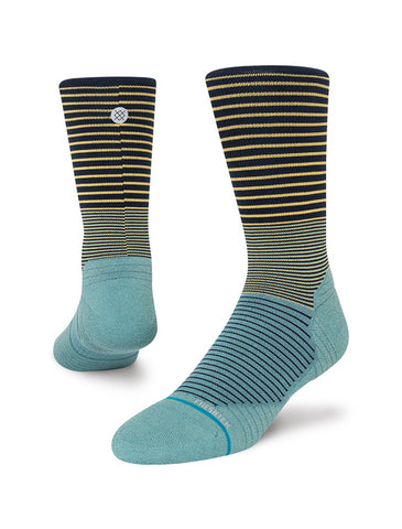 Stance Flounder Crew Sock  in the colour navy shown on a foot shape..