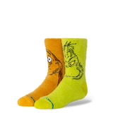 Stance Grinch and Max Crew Socks shown on a foot shape