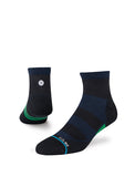 Stance Grip Quarter Sock in the colour navy shown on a foot shape..