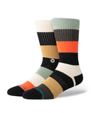 Stance Indifferent Crew Sock in the colour Multi, shown on a foot shape
