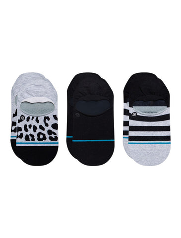 Stance Leopard No Show Sock 3 Pack in the colour multi shown flat from the topside