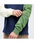 Stance Long Sleeve Rugby in the colour Dark Navy, with the sleeve cuffs shown up close, on a model