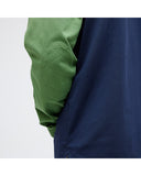 Stance Long Sleeve Rugby in the colour Dark Navy, showing the elbow patch from the back of the sleeve, on a model