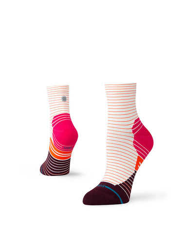 Stance Micro Light Quarter Sock in the colour Magenta, shown on a foot shape