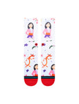 Stance Mulan By Estee Crew Sock in the colour red shown flat from the topside