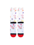 Stance Mulan By Estee Crew Sock   in the colour red shown flat from the underside.