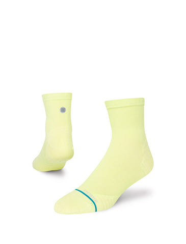 Stance Nocturnal Quarter Running Sock in the colour mint shown on a foot shape..