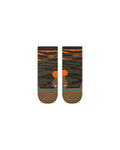 Stance Primal Light Quarter Sock in the colour Olive shown flat from the topside
