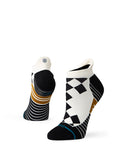 Stance Quadrilateral Light Tab Sock in the colour Canvas, shown on a foot shape rom the front and back
