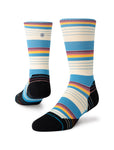 Stance Ralph Crew Sock in the colour blue shown on a foot shape..