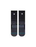 Stance Run Crew Sock in the colour black shown flat from the underside.