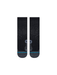 Stance Run Crew Sock in the colour black shown flat from the topside