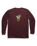 Stance Scribbles Long Sleeve top in the colour Wine, shown flat, from the front