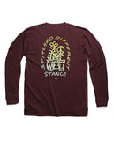 Stance Scribbles Long Sleeve top in the colour Wine, shown flat, from the back