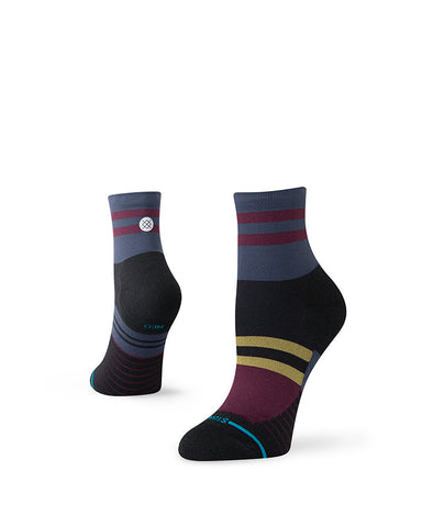 Stance So Sporty Quarter Sock in the colour Black, shown on a foot shape from front and back