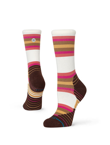 Stance Steady Crew Sock in the colour Magneta shown on a foot shape..