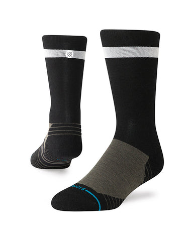 Stance Take Ur Time Light Wool Crew Sock in the colour Washed Black, shown on a foot shape