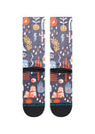 Stance Terrain Crew Sock in the colour washed black shown flat from the underside.