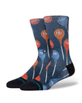 Stance Tootsie Pop Crew Sock in the colour Black shown on a foot shape..