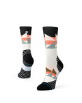 Stance Tri Wool Crew Sock in the colour black shown on a foot shape..
