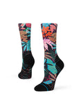 Stance Trippy Trop Crew Sock in the colour Multi shown on a foot shape..