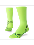 Stance Variegated Ultra Light Crew Socks in the colour Neon Green, shown on a foot shape