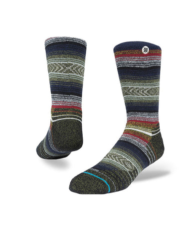 Stance Windy Peak Crew Sock in the colour black shown on a foot shape..