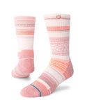 Stance Windy Peak Crew Sock in the colour Dusty Rose shown on a foot shape..