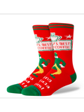 Stance Worlds Best Socks in the colour Red, shown on a foot shape