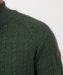 Swanndri Men's Doncaster 1/4 Zip Cable Knit in the colour Hunter Green