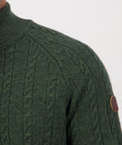 Swanndri Men's Doncaster 1/4 Zip Cable Knit in the colour Hunter Green