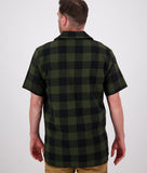 Swanndri Henderson Jacket in the colour Olive Black, shown from the back, on a model