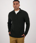 Swanndri Men's Otahu River Quarter Zip in the colour Hunter Green, shown from the front, on a model