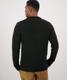 Swanndri Men's Otahu River Quarter Zip in the colour Hunter Green, shown from the back, on a model